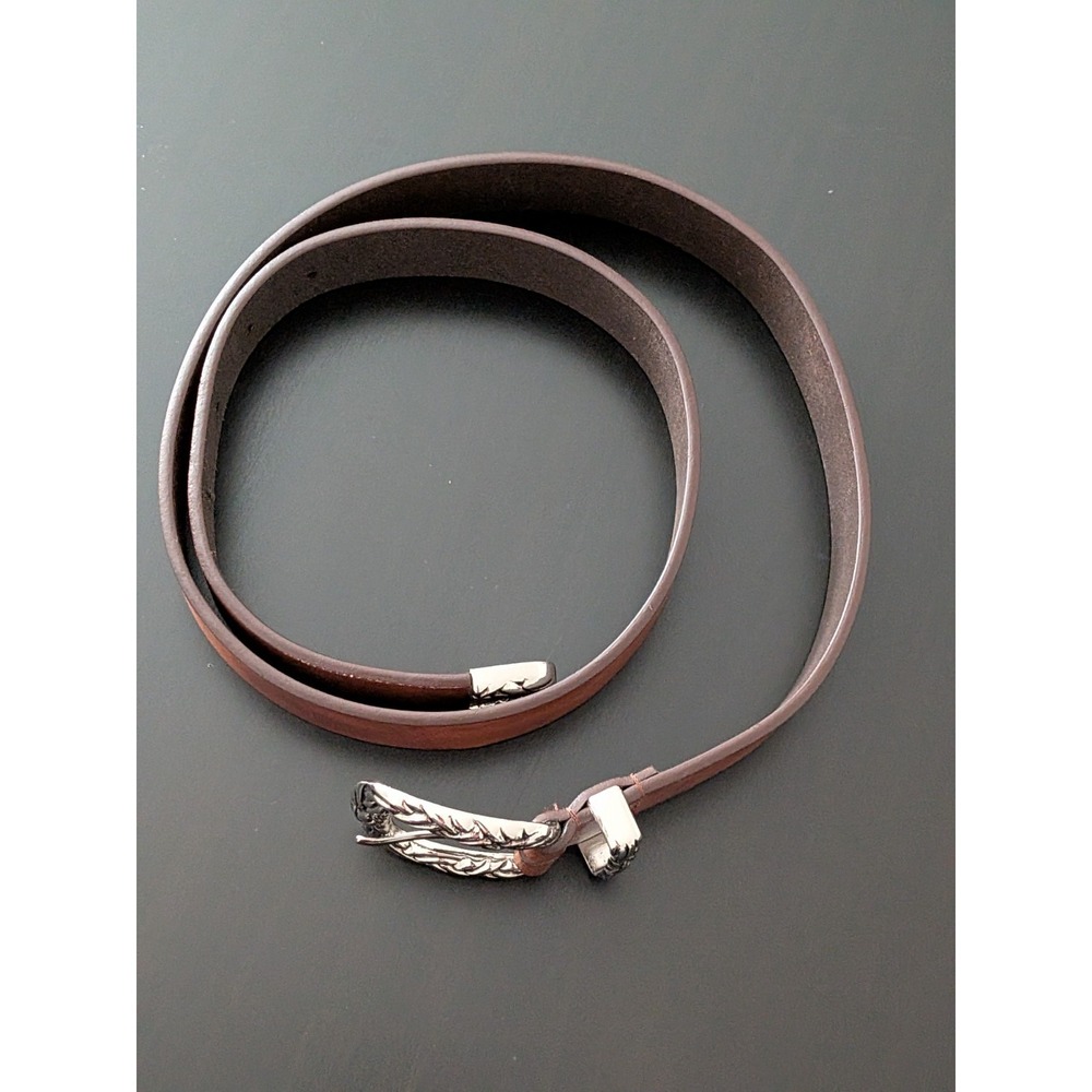 Women's Leather Western Belt Brown Medium (38") Silver Tone Buckle - Picture 2 of 8